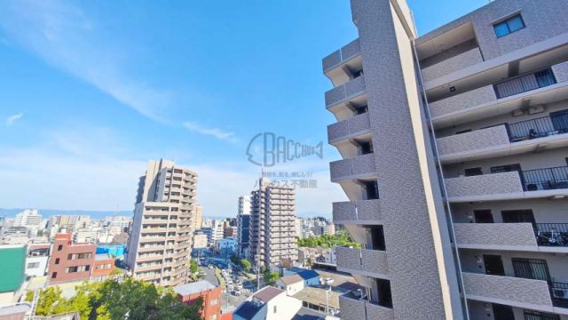OAK弥栄夕陽ヶ丘 Atype 1R+ウォークインクローゼット 27.59㎡のバルコニーからの眺望（9階 2021年8月撮影）