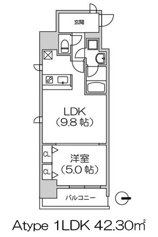スプランディッド淀屋橋Due Atype 1LDK 42.30㎡