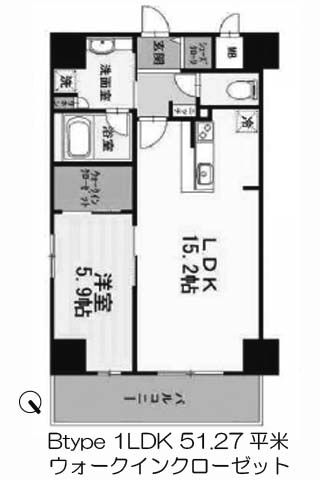 レジデンス富貴屋 Btype 1LDK+ウォークインクローゼット 51.27㎡