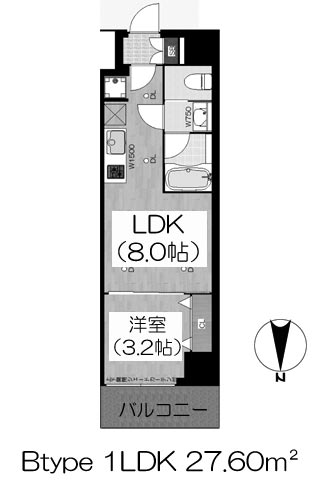 ブエナビスタ西天満 Btype 1LDK 27.60㎡