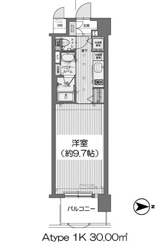 インザグレイス天神橋 Atype 1K 30.00㎡
