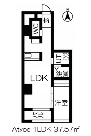 コスモ釣鐘町 Atype 1LDK 37.57㎡