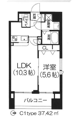 アーバネックス谷町 C1type 37.42㎡